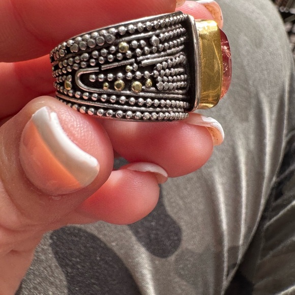 18kGold and Sterling Silver Ring with Incredible Royal Topaz Stone - Picture 6 of 11